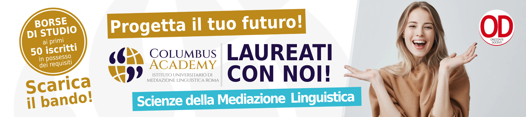 scienze della mediazione linguistica corso di laurea L12 borse di studio bando test ammissione Columbus academy