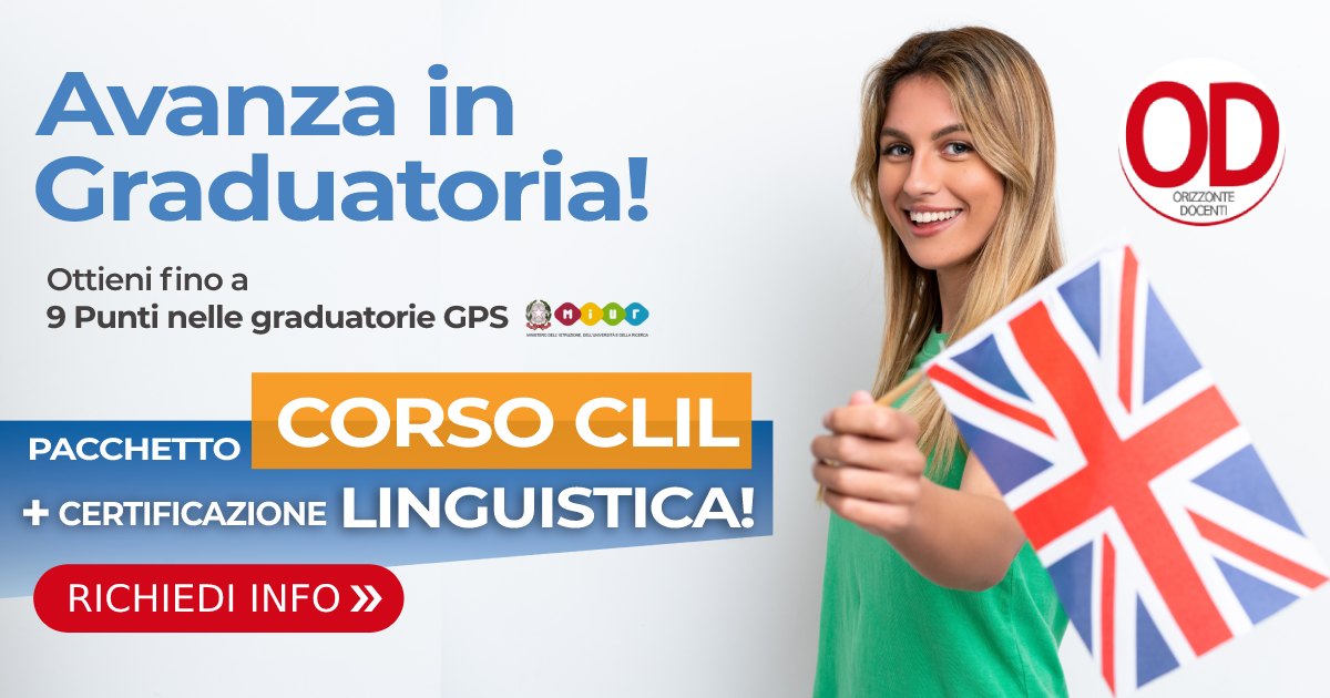 Corso CLIL + certificazione linguistica inglese c1 c2 b1 b2 punti graduatorie gps - scuola università docenti concorsi pubblici