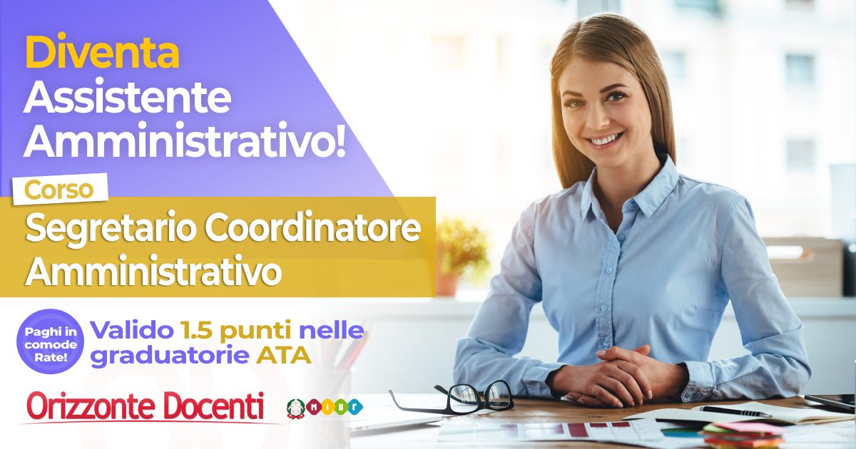 Corso Segretario Coordinatore Amministrativo - graduatoria personale ATA AA - assistente amministrativo