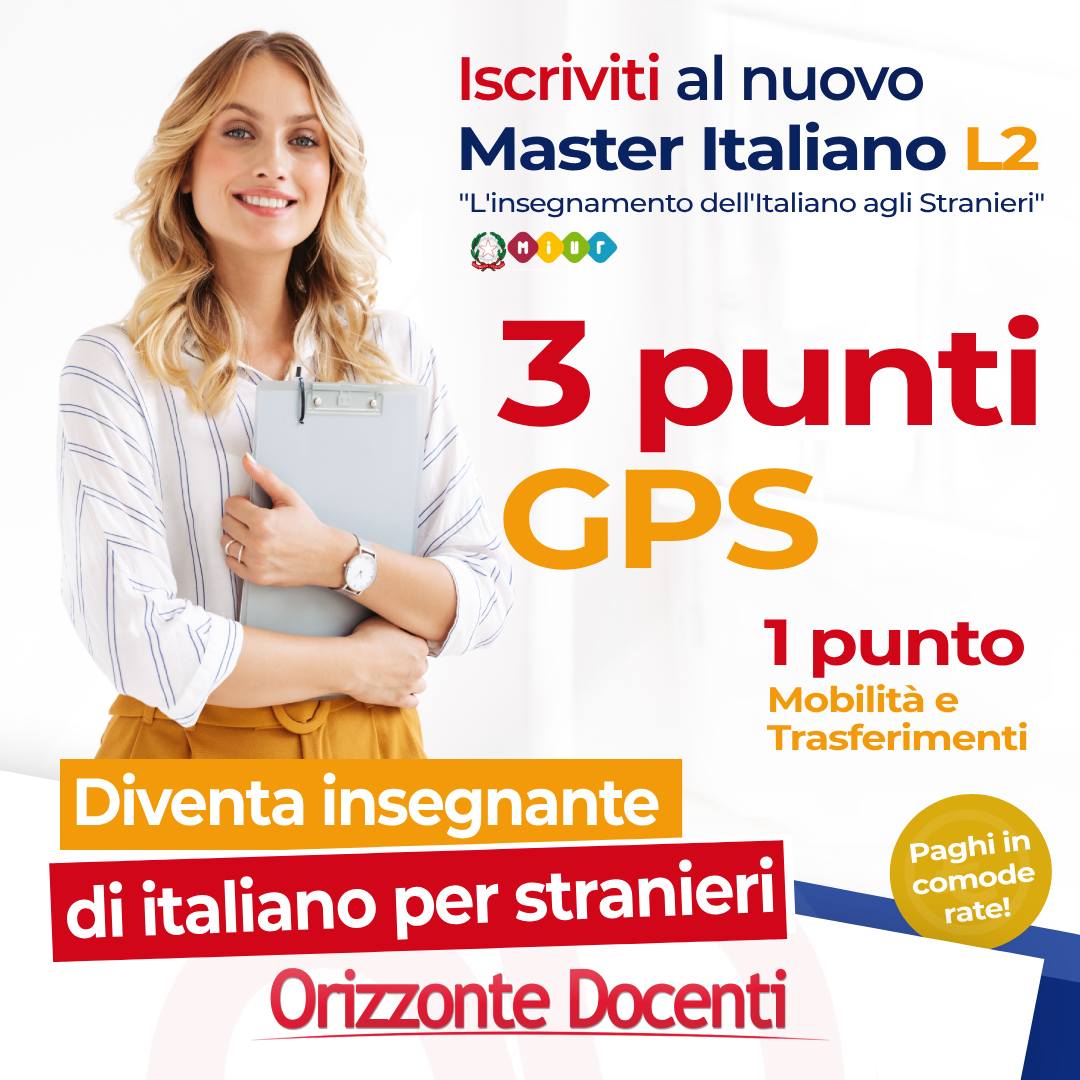 Master Italiano L2 - insegnamento dell'italiano per gli stranieri - punti gps mobilità e trasferimento - mondo scuola