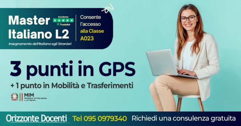 Master Italiano L2 - 3 punti gps - 1 mobilità e trasferimenti - accesso alla clesse A023